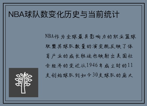 NBA球队数变化历史与当前统计